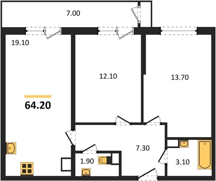 Фото №1: 2-комнатная квартира 64 м² - Краснодар, Черёмушки, Карасунский внутригородской округ, мкр. Центральный внутригородской округ, ул. Новороссийская, 96