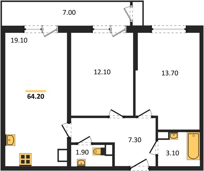 Фото №1: 2-комнатная квартира 64 м² - Краснодар, Черёмушки, Карасунский внутригородской округ, мкр. Центральный внутригородской округ, ул. Новороссийская, 96