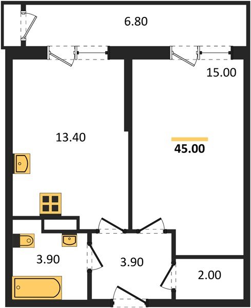 Фото №1: 1-комнатная квартира 45 м² - Краснодар, Черёмушки, Карасунский внутригородской округ, мкр. Центральный внутригородской округ, ул. Новороссийская, 96