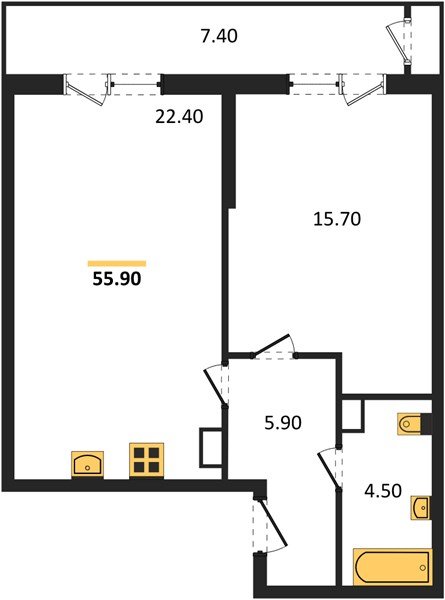 Фото №1: 1-комнатная квартира 55 м² - Краснодар, Черёмушки, ул. Новороссийская, 96