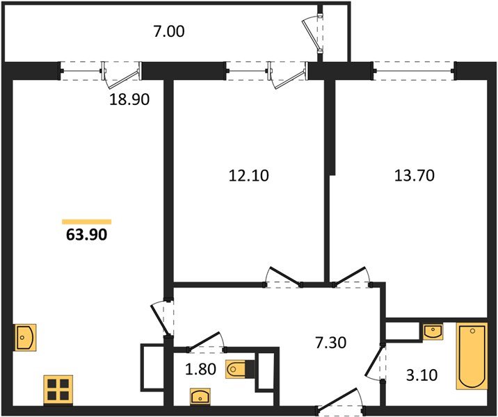 Фото №1: 2-комнатная квартира 63 м² - Краснодар, Черёмушки, Карасунский внутригородской округ, мкр. Центральный внутригородской округ, ул. Новороссийская, 96