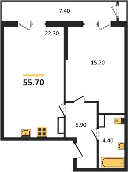 Фото №1: 1-комнатная квартира 55 м² - Краснодар, Черёмушки, Карасунский внутригородской округ, мкр. Центральный внутригородской округ, ул. Новороссийская, 96