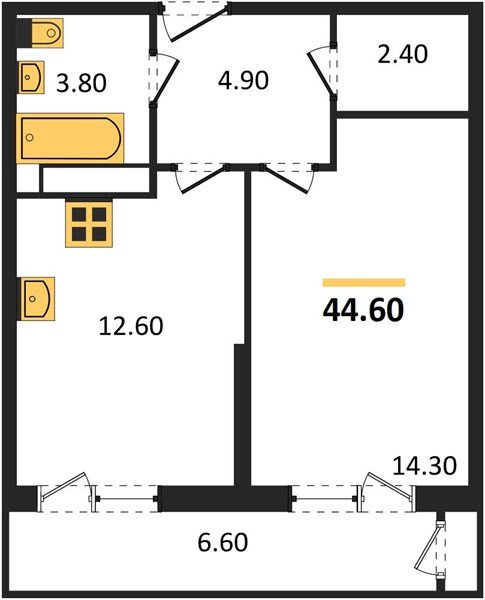 Фото №1: 1-комнатная квартира 44 м² - Краснодар, Черёмушки, Карасунский внутригородской округ, мкр. Центральный внутригородской округ, ул. Новороссийская, 96