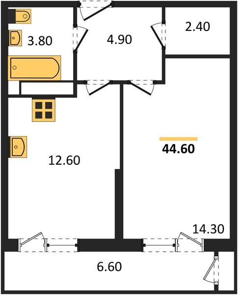 Фото №1: 1-комнатная квартира 44 м² - Краснодар, Черёмушки, Карасунский внутригородской округ, мкр. Центральный внутригородской округ, ул. Новороссийская, 96