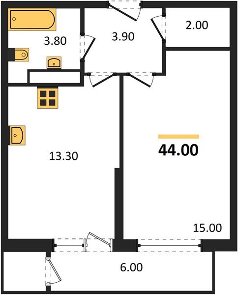 Фото №1: 1-комнатная квартира 44 м² - Краснодар, Черёмушки, Карасунский внутригородской округ, мкр. Центральный внутригородской округ, ул. Новороссийская, 96