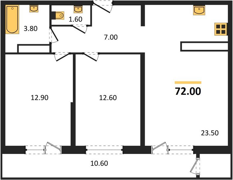 Фото №1: 2-комнатная квартира 72 м² - Краснодар, Черёмушки, Карасунский внутригородской округ, мкр. Центральный внутригородской округ, ул. Новороссийская, 96