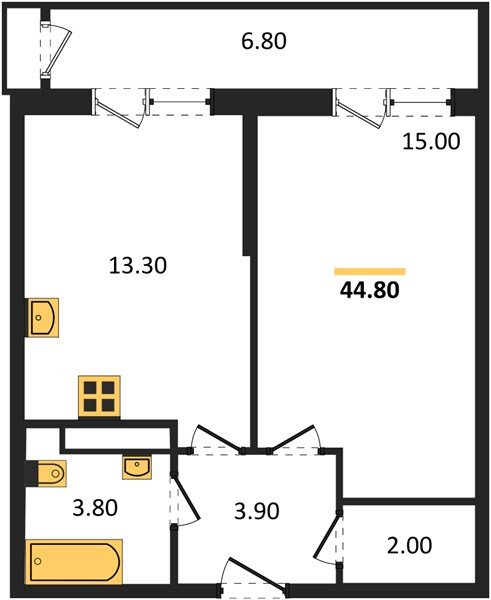 Фото №1: 1-комнатная квартира 44 м² - Краснодар, Черёмушки, Карасунский внутригородской округ, мкр. Центральный внутригородской округ, ул. Новороссийская, 96