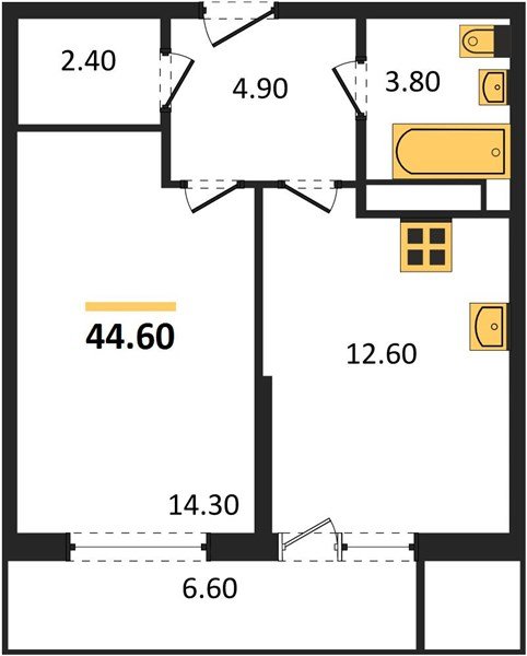 Фото №1: 1-комнатная квартира 44 м² - Краснодар, Черёмушки, Карасунский внутригородской округ, мкр. Центральный внутригородской округ, ул. Новороссийская, 96