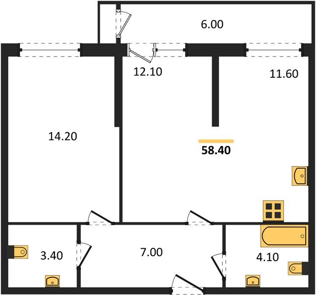 Фото №1: 2-комнатная квартира 58 м² - Краснодар, Черёмушки, Карасунский внутригородской округ, мкр. Центральный внутригородской округ, ул. Новороссийская, 96