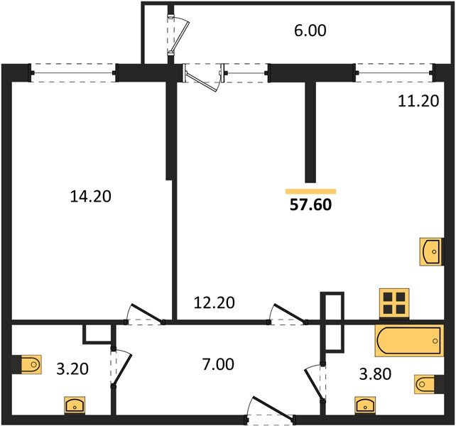 Фото №1: 2-комнатная квартира 57 м² - Краснодар, Черёмушки, Карасунский внутригородской округ, мкр. Центральный внутригородской округ, ул. Новороссийская, 96