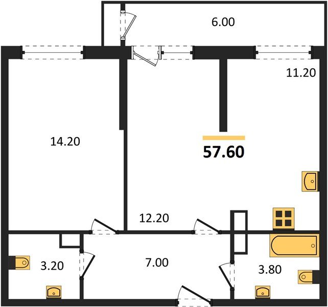 Фото №1: 2-комнатная квартира 57 м² - Краснодар, Черёмушки, Карасунский внутригородской округ, мкр. Центральный внутригородской округ, ул. Новороссийская, 96