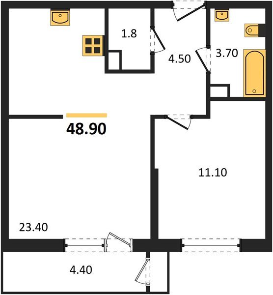 Фото №1: 1-комнатная квартира 48 м² - Краснодар, Черёмушки, Карасунский внутригородской округ, мкр. Центральный внутригородской округ, ул. Новороссийская, 96
