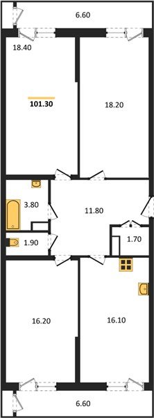 Фото №1: 3-комнатная квартира 101 м² - Краснодар, Черёмушки, Карасунский внутригородской округ, мкр. Центральный внутригородской округ, ул. Новороссийская, 96