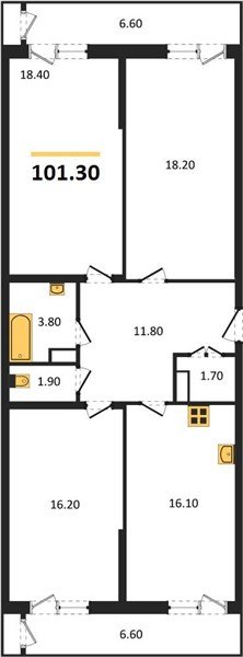 Фото №1: 3-комнатная квартира 101 м² - Краснодар, Черёмушки, Карасунский внутригородской округ, мкр. Центральный внутригородской округ, ул. Новороссийская, 96
