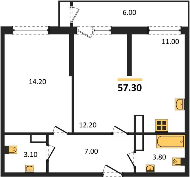 Фото №1: 2-комнатная квартира 57 м² - Краснодар, Черёмушки, Карасунский внутригородской округ, мкр. Центральный внутригородской округ, ул. Новороссийская, 96