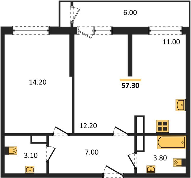 Фото №1: 2-комнатная квартира 57 м² - Краснодар, Черёмушки, Карасунский внутригородской округ, мкр. Центральный внутригородской округ, ул. Новороссийская, 96