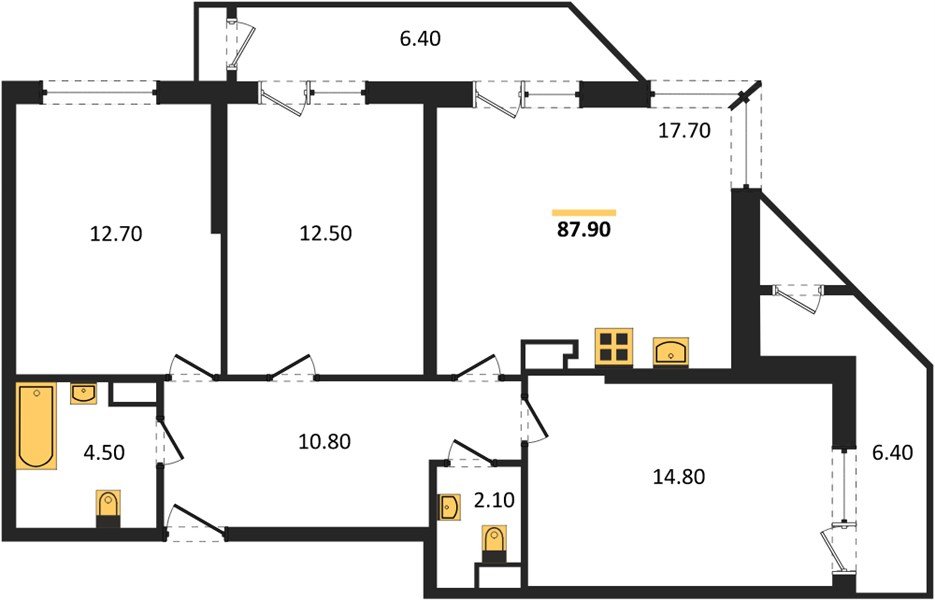 Фото №1: 3-комнатная квартира 87 м² - Краснодар, Черёмушки, Карасунский внутригородской округ, мкр. Центральный внутригородской округ, ул. Новороссийская, 96