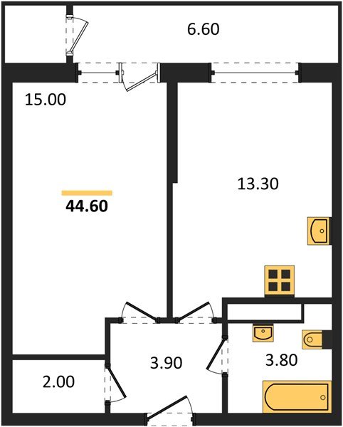 Фото №1: 1-комнатная квартира 44 м² - Краснодар, Черёмушки, Карасунский внутригородской округ, мкр. Центральный внутригородской округ, ул. Новороссийская, 96