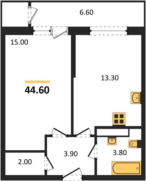 Фото №1: 1-комнатная квартира 44 м² - Краснодар, Черёмушки, Карасунский внутригородской округ, мкр. Центральный внутригородской округ, ул. Новороссийская, 96