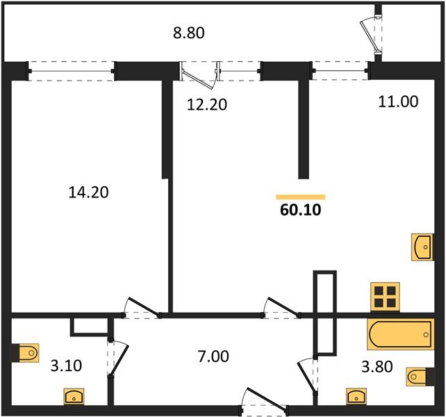 Фото №1: 2-комнатная квартира 60 м² - Краснодар, Черёмушки, Карасунский внутригородской округ, мкр. Центральный внутригородской округ, ул. Новороссийская, 96