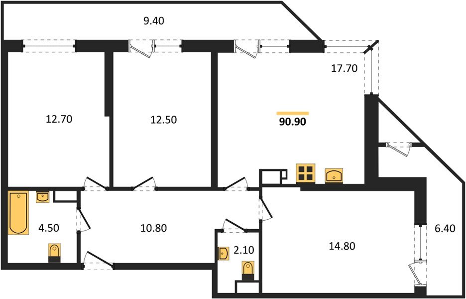 Фото №1: 3-комнатная квартира 90 м² - Краснодар, Черёмушки, Карасунский внутригородской округ, мкр. Центральный внутригородской округ, ул. Новороссийская, 96