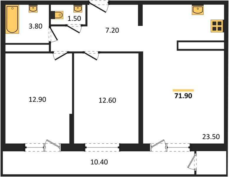 Фото №1: 2-комнатная квартира 71 м² - Краснодар, Черёмушки, ул. Новороссийская, 96
