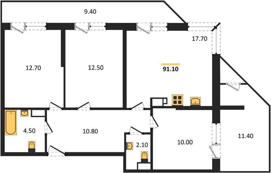 Фото №1: 3-комнатная квартира 91 м² - Краснодар, Черёмушки, Карасунский внутригородской округ, мкр. Центральный внутригородской округ, ул. Новороссийская, 96