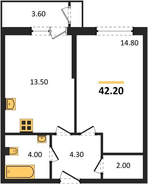 Фото №1: 1-комнатная квартира 42 м² - Краснодар, Черёмушки, Карасунский внутригородской округ, мкр. Центральный внутригородской округ, ул. Новороссийская, 96