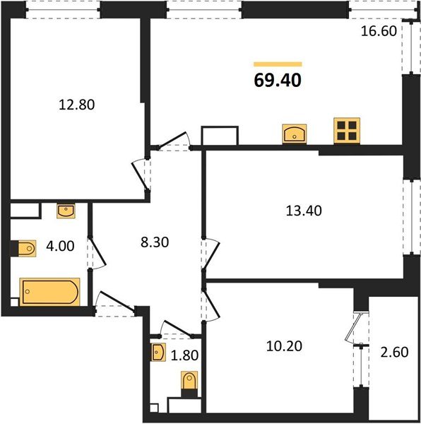 Фото №1: 3-комнатная квартира 69 м² - Краснодар, Догма Парк, ул. Марины Цветаевой
