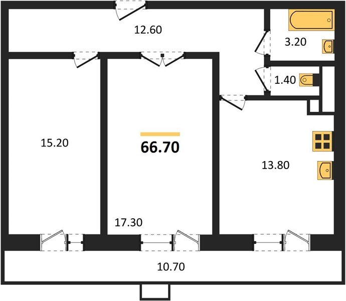 Фото №1: 2-комнатная квартира 67 м² - Краснодар, жилой комплекс Небо, 9-й километр, мкр. Прикубанский внутригородской округ, ул. Ярославская, 115к2