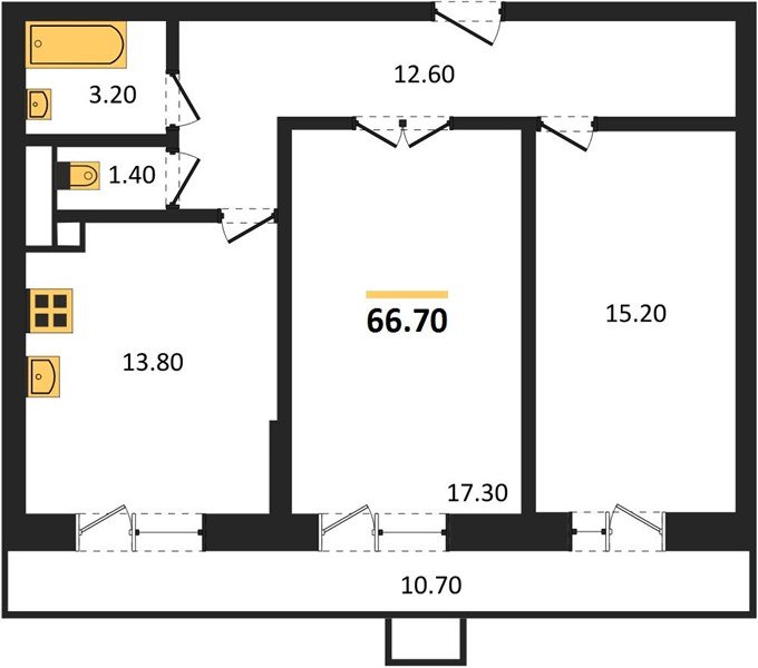 Фото №1: 2-комнатная квартира 68 м² - Краснодар, жилой комплекс Небо, 9-й километр, мкр. Прикубанский внутригородской округ, ул. Ярославская, 115к2