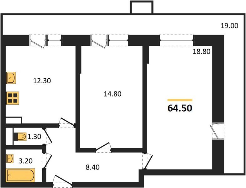 Фото №1: 2-комнатная квартира 66 м² - Краснодар, жилой комплекс Небо, 9-й километр, мкр. Прикубанский внутригородской округ, ул. Ярославская, 115к2