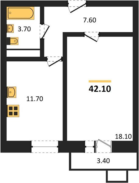 Фото №1: 1-комнатная квартира 42 м² - Краснодар, 9-й километр, ул. Ярославская, 115к2