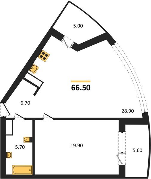 Фото №1: 1-комнатная квартира 66 м² - Краснодар, Прикубанский внутригородской округ, мкр. жилой комплекс Зеленодар