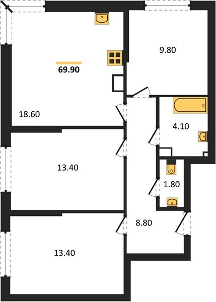 Фото №1: 3-комнатная квартира 69 м² - Краснодар, Догма Парк, ул. Марины Цветаевой, 3А