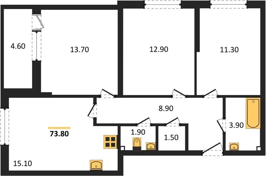 Фото №1: 3-комнатная квартира 73 м² - Краснодар, жилой комплекс Самолёт-6, мкр. Прикубанский внутригородской округ