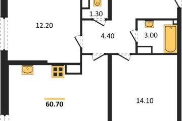 Фото №1: 2-комнатная квартира 61 м² - Краснодар, мкр. Прикубанский внутригородской округ, 