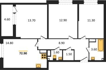 Фото №1: 3-комнатная квартира 72 м² - Краснодар, мкр. Прикубанский внутригородской округ, 