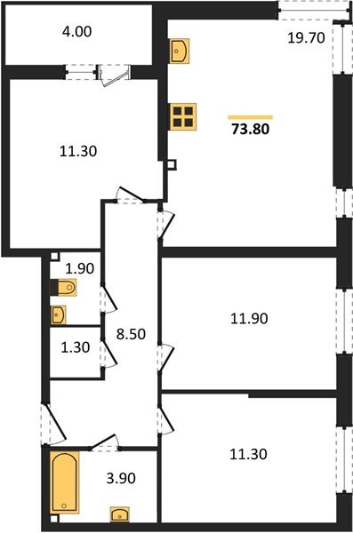 Фото №1: 3-комнатная квартира 73 м² - Краснодар, жилой комплекс Самолёт-6, мкр. Прикубанский внутригородской округ