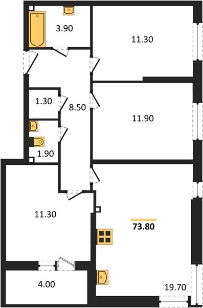 Фото №1: 3-комнатная квартира 73 м² - Краснодар, жилой комплекс Самолёт-6, мкр. Прикубанский внутригородской округ