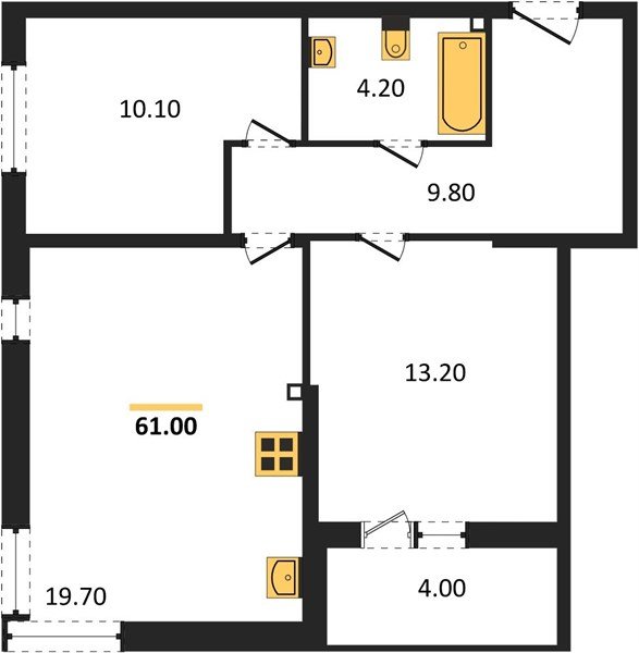 Фото №1: 2-комнатная квартира 61 м² - Краснодар, жилой комплекс Самолёт-6, мкр. Прикубанский внутригородской округ