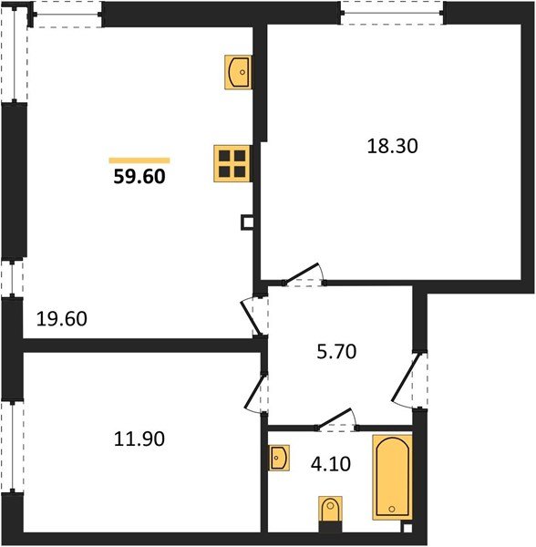 Фото №1: 2-комнатная квартира 59 м² - Краснодар, жилой комплекс Самолёт-6, мкр. Прикубанский внутригородской округ
