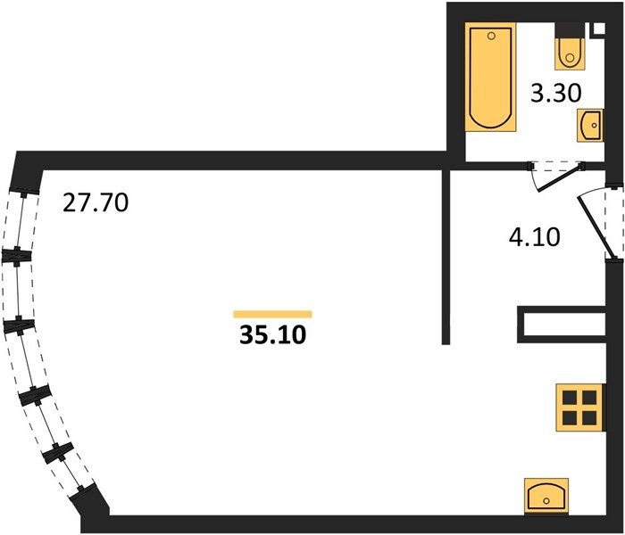 Фото №1: Студия 35 м² - Краснодар, жилой комплекс Самолёт-6, мкр. Прикубанский внутригородской округ