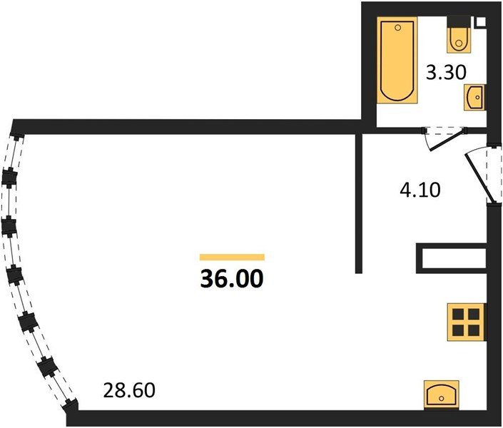 Фото №1: Студия 36 м² - Краснодар, жилой комплекс Самолёт-6, мкр. Прикубанский внутригородской округ