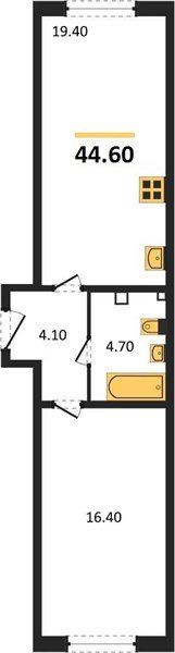 Фото №1: 1-комнатная квартира 44 м² - Краснодар, жилой комплекс Самолёт-6, мкр. Прикубанский внутригородской округ
