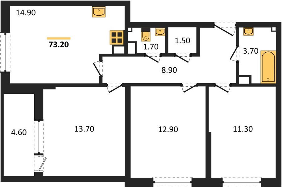 Фото №1: 3-комнатная квартира 73 м² - Краснодар, жилой комплекс Самолёт-6, 