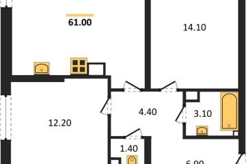 Фото №1: 2-комнатная квартира 61 м² - Краснодар, мкр. Прикубанский внутригородской округ, 