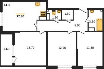 Фото №1: 3-комнатная квартира 72 м² - Краснодар, мкр. Прикубанский внутригородской округ, 