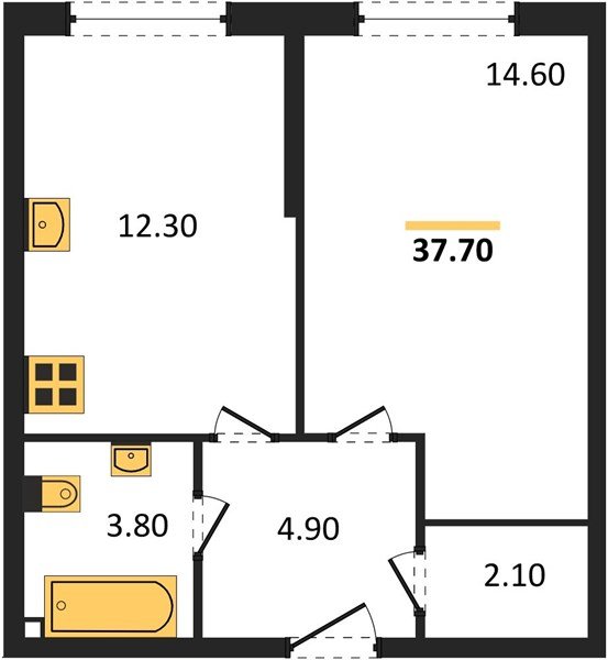 Фото №1: 1-комнатная квартира 37 м² - Краснодар, жилой комплекс Самолёт-6, мкр. Прикубанский внутригородской округ