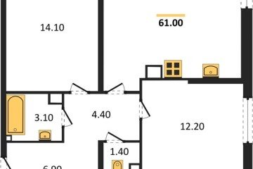 Фото №1: 2-комнатная квартира 61 м² - Краснодар, мкр. Прикубанский внутригородской округ, 
